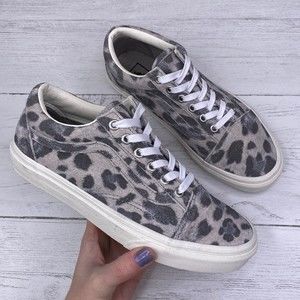 Vans Gray Leopard Print Sneakers